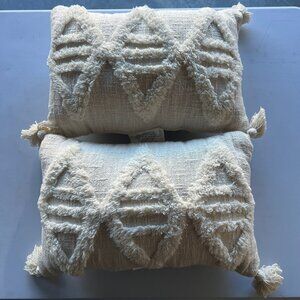 Threshold Oblong Tufted Diamond Tassel Decorative Throw Pillow Natural Unisex 2P